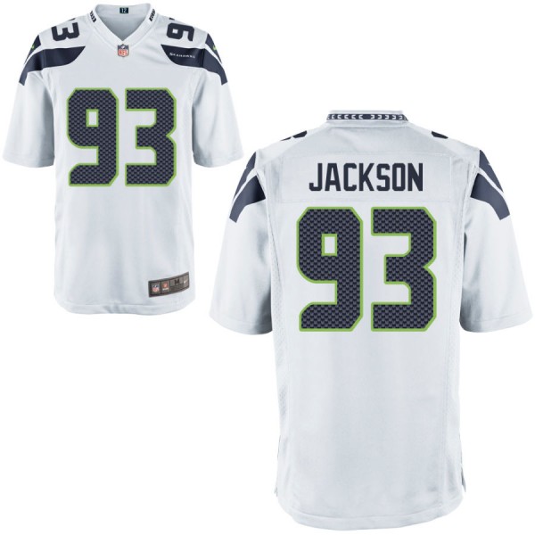 Nike Men's Seattle Seahawks Game White Jersey JACKSON#93
