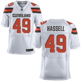 Men's Cleveland Browns Nike White Elite Jersey HASSELL#49