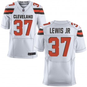 Men's Cleveland Browns Nike White Elite Jersey LEWIS JR#37