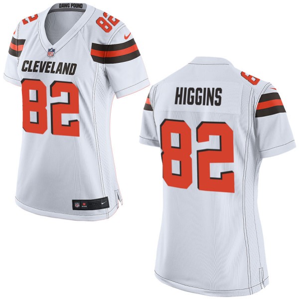 Nike Cleveland Browns Womens White Game Jersey HIGGINS#82